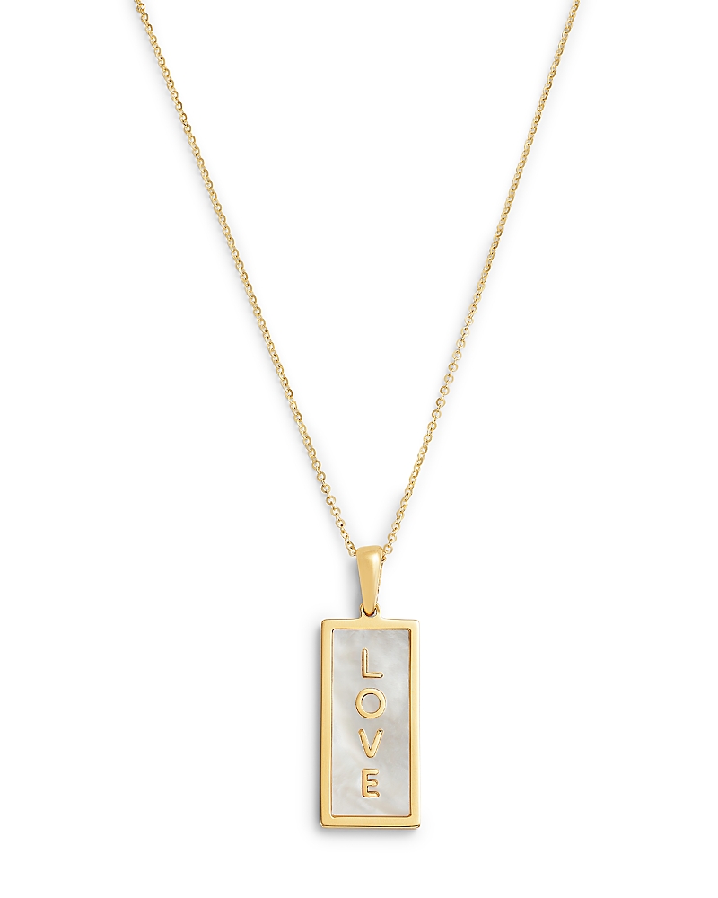 Bloomingdale's Fine Collection Mother of Pearl Love Tag Pendant Necklace in 14K Yellow Gold, 16