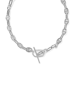 Elisa Pav&eacute; Toggle Mariner Chain Necklace, 18" 