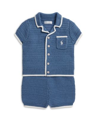 Ralph Lauren Boys' Crocheted Cotton Shirt & Shorts Set- Baby