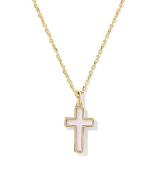 Cross Pendant Necklace in 14K Gold Pated, 19"