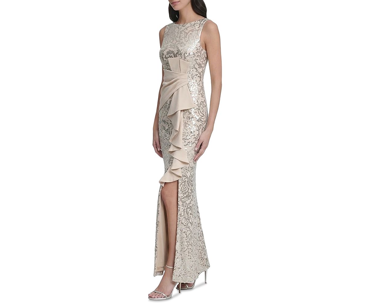 Eliza J Sleeveless Gown with Ruffle Gathered Front