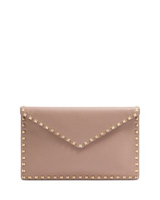 Large Studded Leather Flat Pouchette