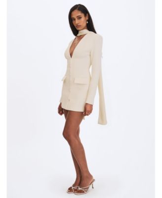  Jeannie Cream Blazer Mini Dress with Scarf