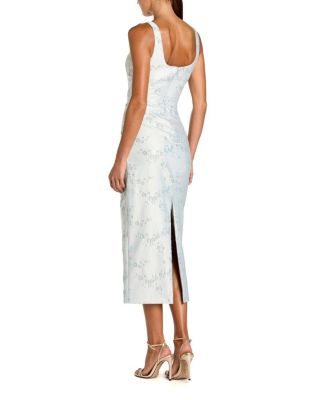  Brocade Sleeveless Scoop Neck Midi Dress