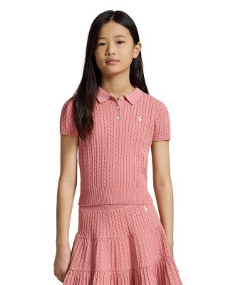 Girls' Mini Cable Cotton Polo Sweater - Big Kid