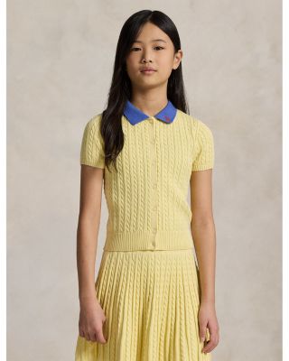Girls' Mini Cable Polo Cardigan & Skirt Set - Big Kid