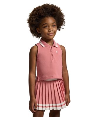 Girls' Stretch Mesh Half-Zip Boxy Polo Shirt - Little Kid