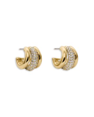 Tiny Twinkles Pav&eacute; Triple Row Huggie Hoop Earrings