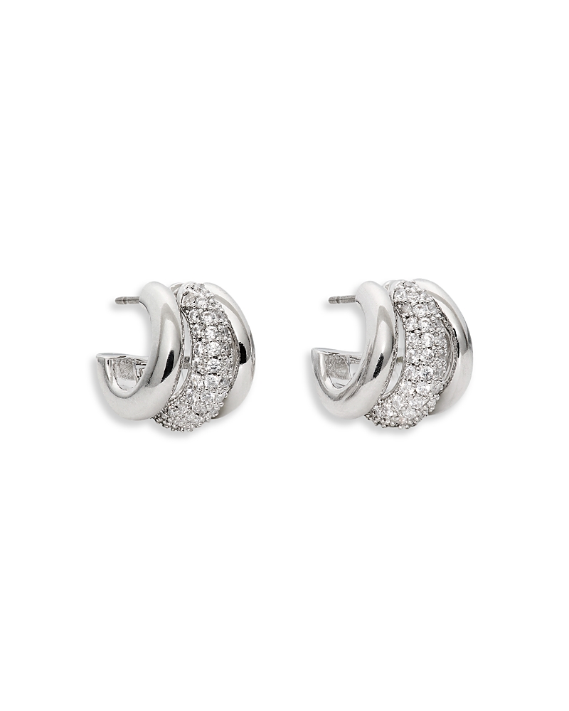 kate spade new york Tiny Twinkles Pave Triple Row Huggie Hoop Earrings