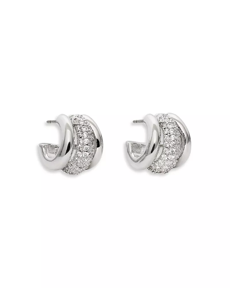 kate spade new york Tiny Twinkles Pave Triple Row Huggie Hoop Earrings