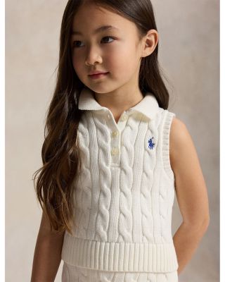 Girls' Cotton Polo Sweater & Faux-Wrap Skirt - Little Kid