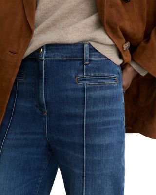 Claude High Rise Pintuck Flare Jeans in Mid Blue - thumbnail 4