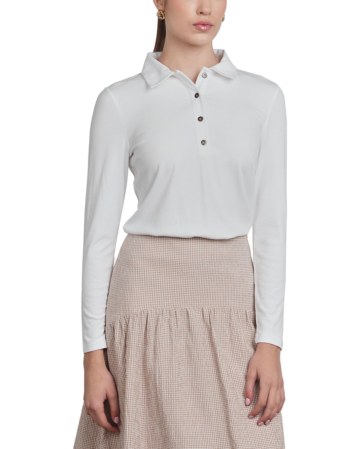 Point Ribbed Polo Top