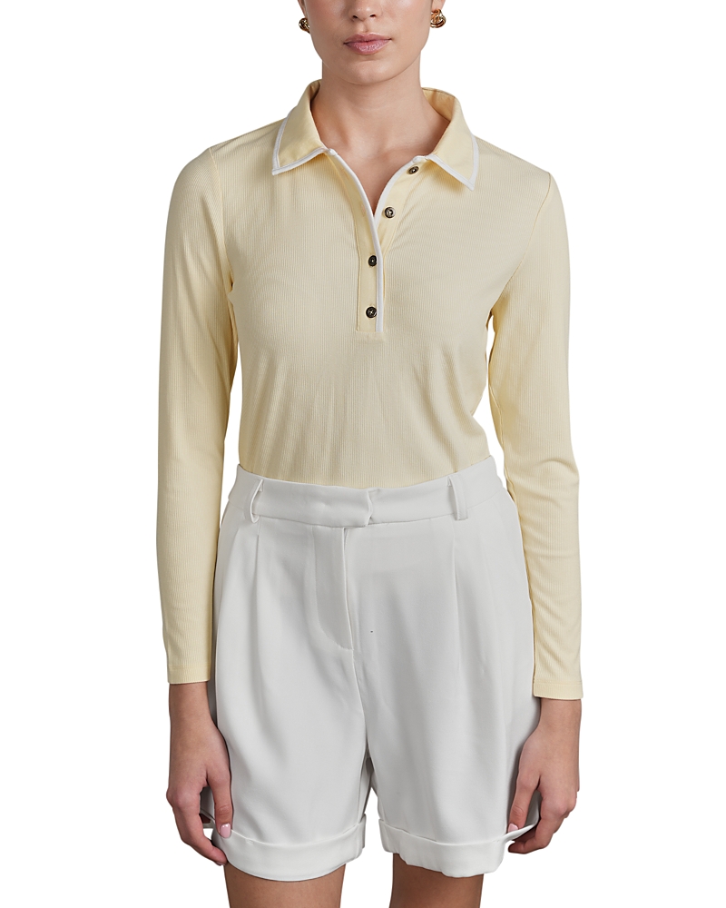 Point Ribbed Polo Top