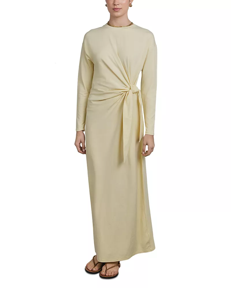 Point Side Tie Maxi Dress
