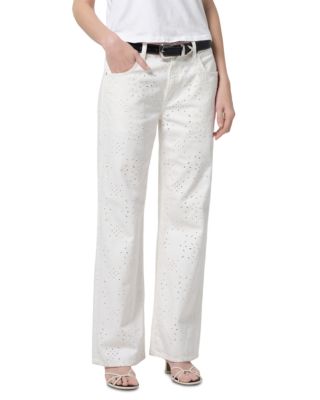 Lindz Easy Straight Leg High Rise Jeans in Blanc