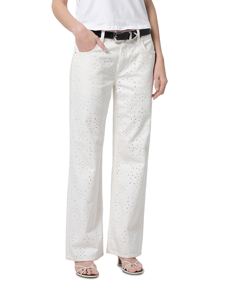 Citizens of Humanity Lindz Easy Straight Leg High Rise Jeans in Blanc