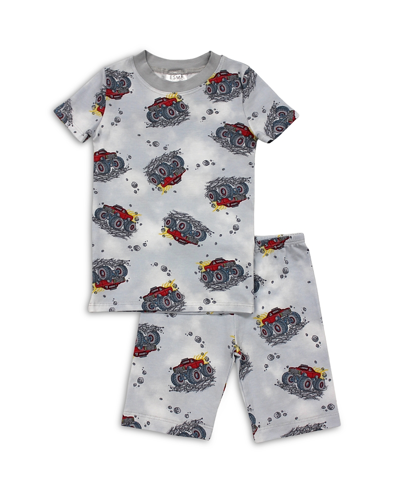 Esme Boys' Monster Truck Short Sleeved Shorts Pajama Set - Little Kid