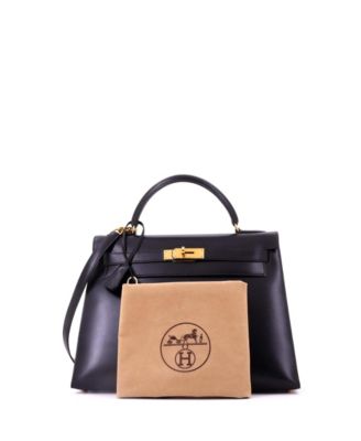 Kelly 32 Handbag Black Box Calf with Gold Hardware