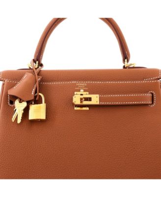 Kelly 25 Handbag Brown Togo with Gold Hardware