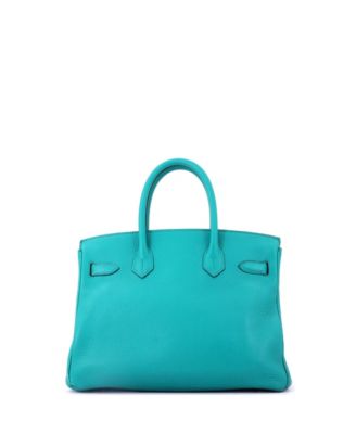 Birkin 30 Handbag Blue Clemence with Palladium Hardware