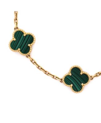  Vintage Alhambra 5 Motifs Bracelet 18K Gold and Malachite
