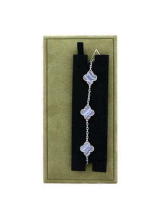  Vintage Alhambra 5 Motifs Bracelet 18K White Gold and Chalcedony