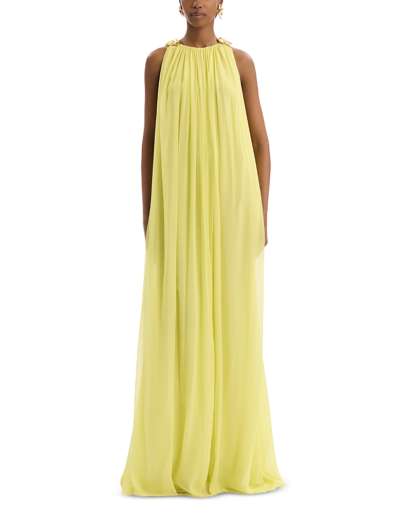 Oscar de la Renta Sleeveless Silk Chiffon Caftan Dress