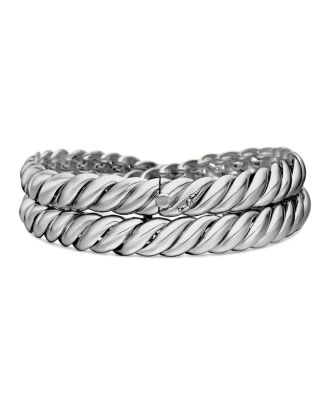 Sculpted Cable Double Wrap Bracelet in Sterling Silver
