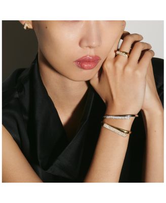 18K Yellow Gold Inside/Out Diamond Flip Bangle Bracelet