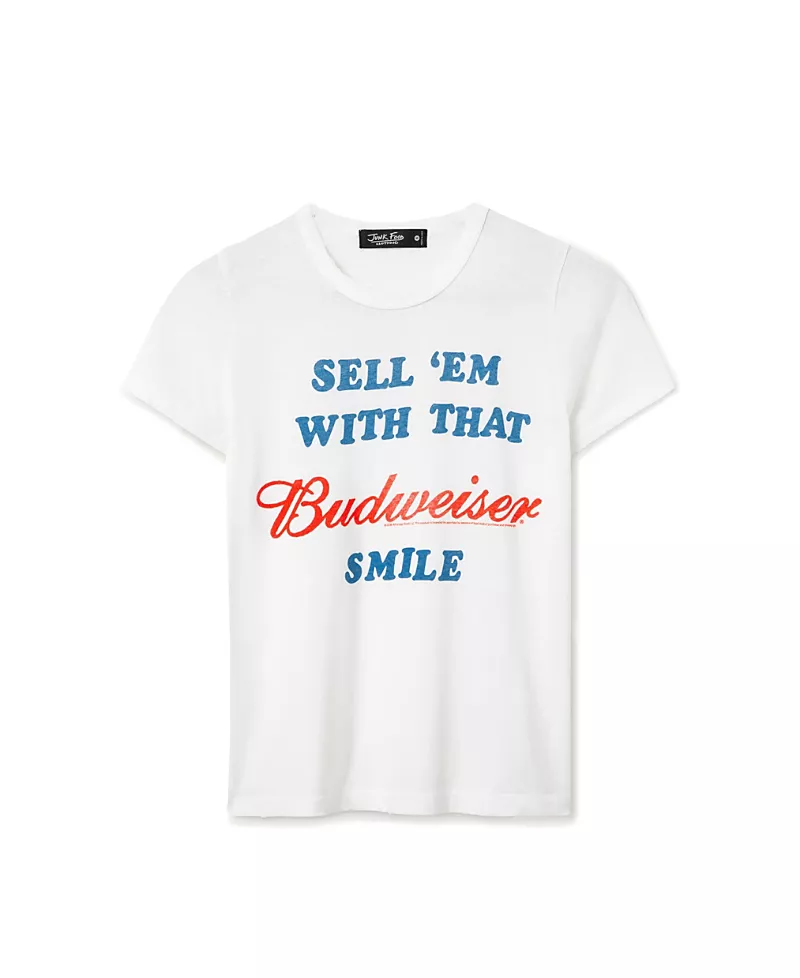 Junk Food Clothing Women's Sell 'Em With That Budweiser Smile Vintage Tee