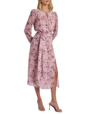  Tessa Long Sleeve Midi Dress in Floral Georgette
