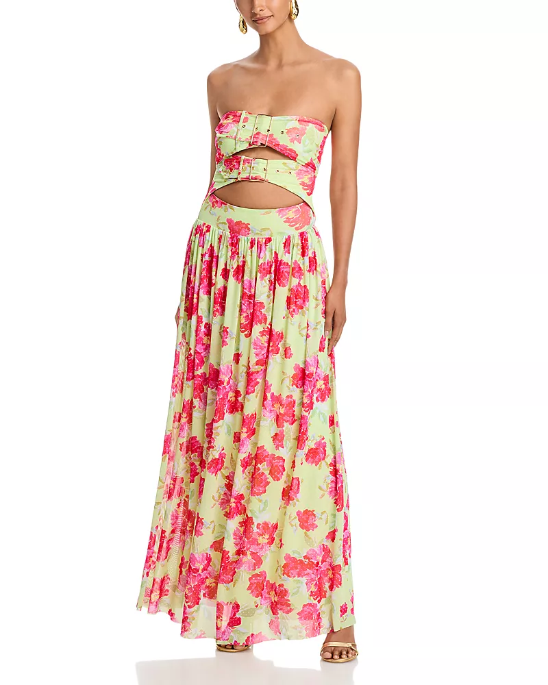 Afrm Khalid Double Buckle Maxi Dress