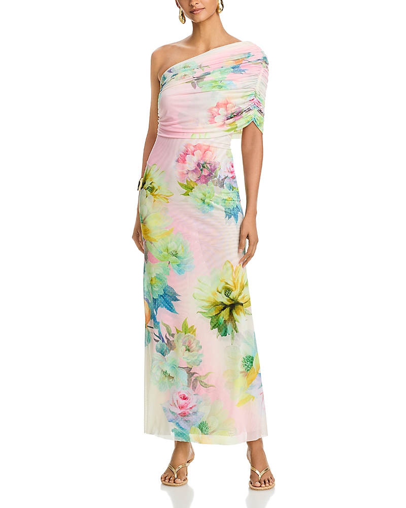 Afrm Mirabel One Shoulder Detail Maxi Dress