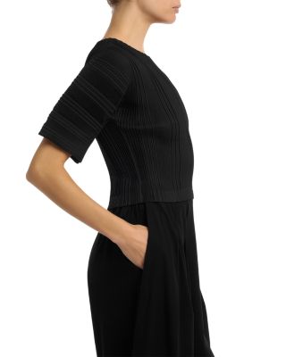 Linen Like Rib Pleats Top