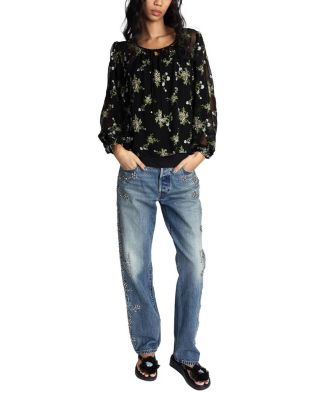  Bluebell Embroidered Chiffon Blouse