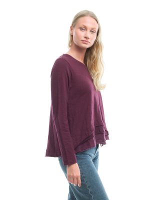 Boxy Mixed Fabric Hem Tee