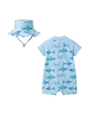 Boys' Gator Long Sleeve Swim Romper with Hat - Baby