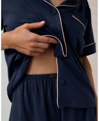 Slumberknit Shawl Collar Short Sleeve Short Set