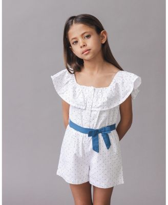 Girls' Organic Ruffle Collar Button Front Seersucker Romper - Little Kid, Big Kid