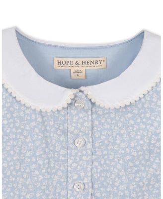  Girls' Ruffle Sleeve Linen Dress with Peter Pan Collar - Little Kid, Big Kid