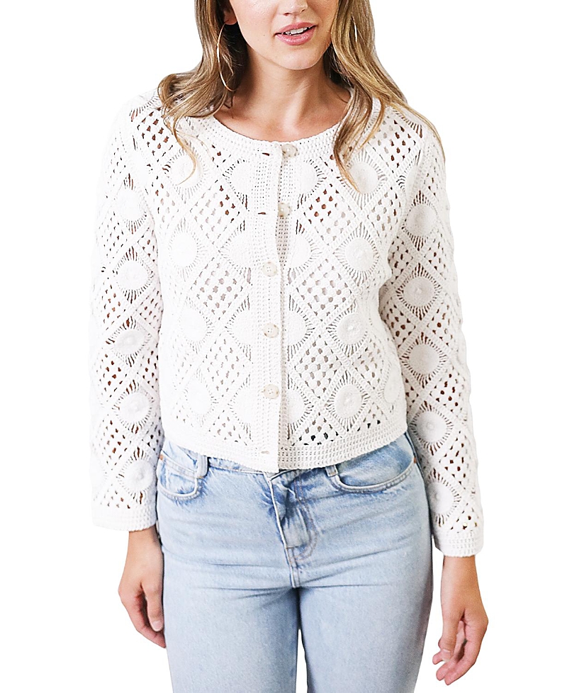 Central Park West Women's Violete Crochet Cardigan Sweater