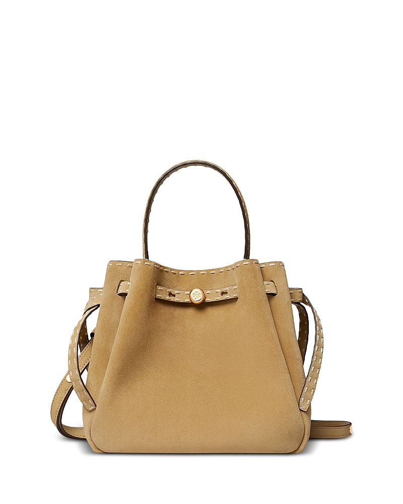 Tory Burch Romy Pick Stitch Suede Bucket Bag