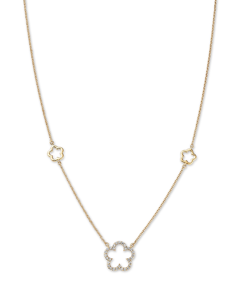 Bloomingdale's Fine Collection Diamond Flower Pendant Necklace in 14K Yellow Gold, 0.15 tcw