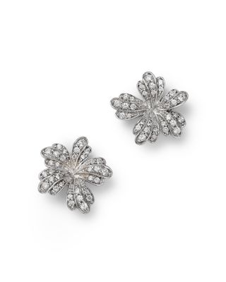 Diamond Pav&eacute; Flower Stud Earrings in 14K White Gold, 0.33 ct. t.w.