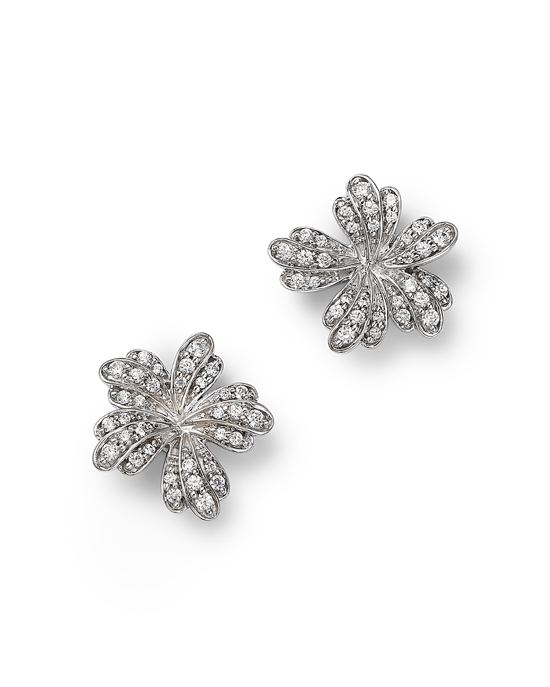 Bloomingdale's Fine Collection Diamond Pave Flower Stud Earrings in 14K White Gold, 0.33 ct. t. w.