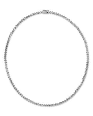 Diamond Cluster Tennis Necklace in 14K White Gold, 5.0 tcw