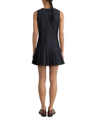 Drop Waist Pleated Skirt Mini Dress