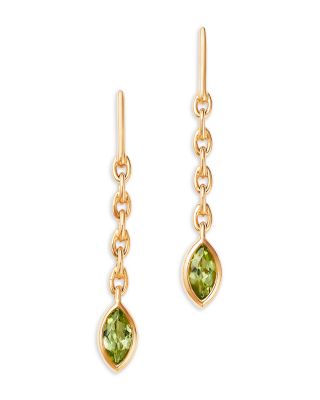 Peridot Drop Earrings in 14K Yellow Gold