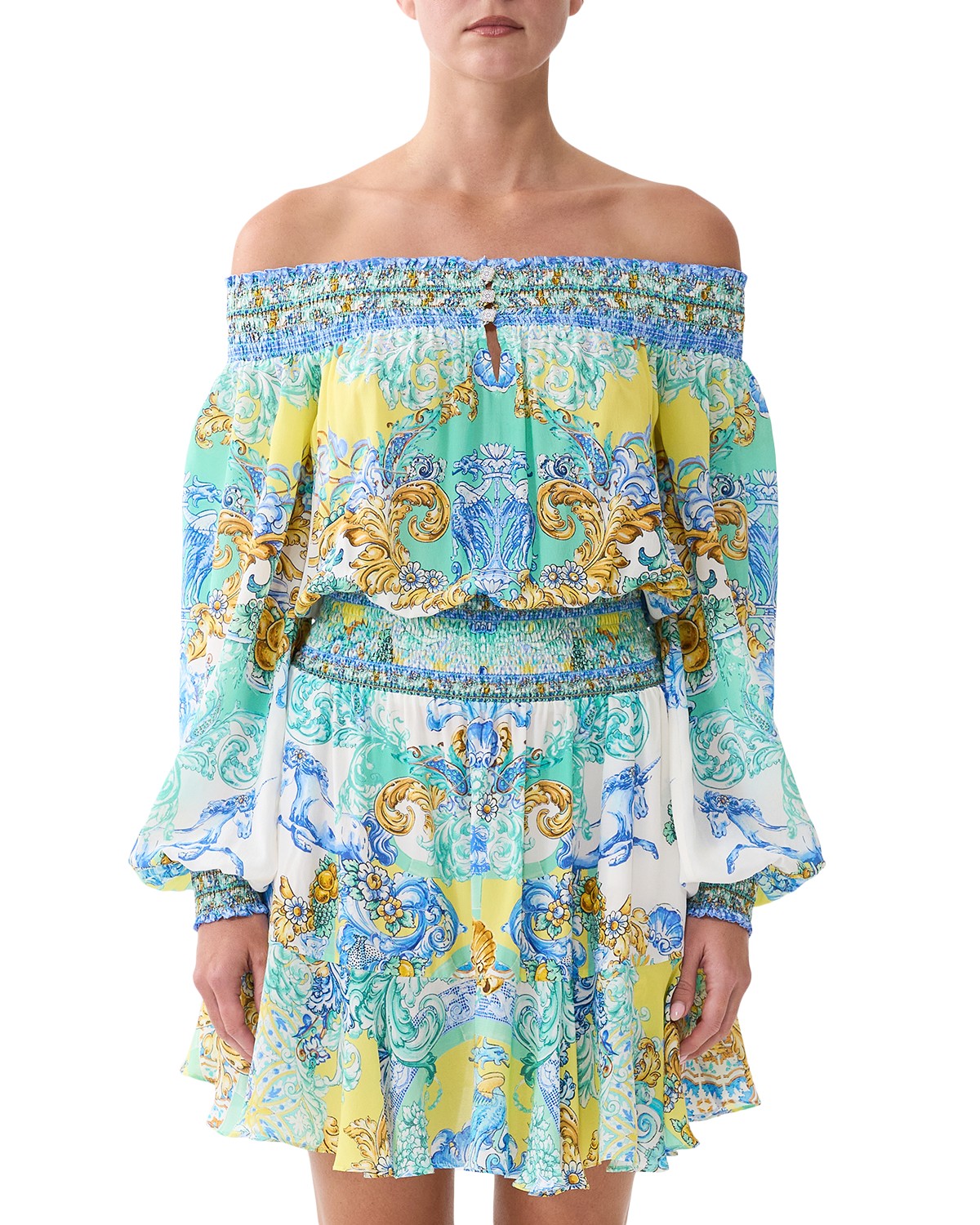 Silk Off-the-Shoulder Dress